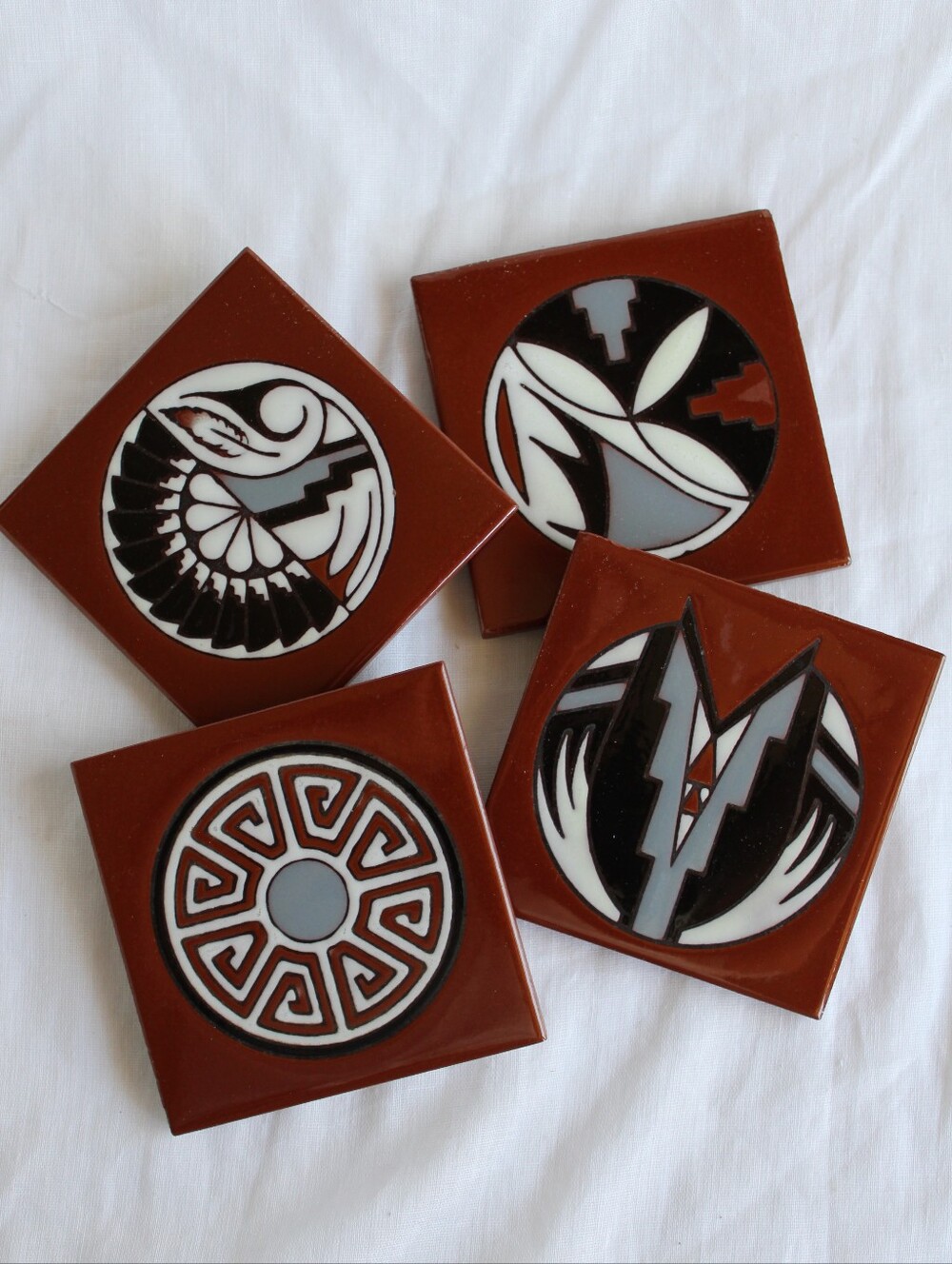 Handpainted Ceramic Tiles - Coasters By Cleo Teissedre